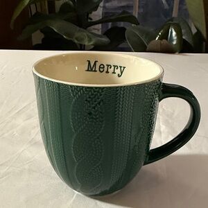 Christmas Sweater Embossed Mug, Merry Green Knit-Pattern Mug